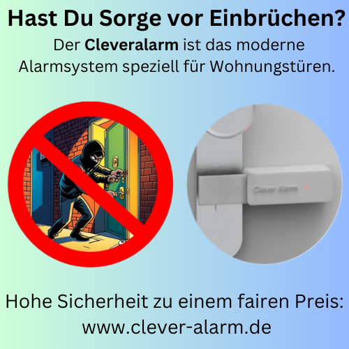 Werbeflyer Cleveralarm - die Alarmanlage speziell für Wohnungen